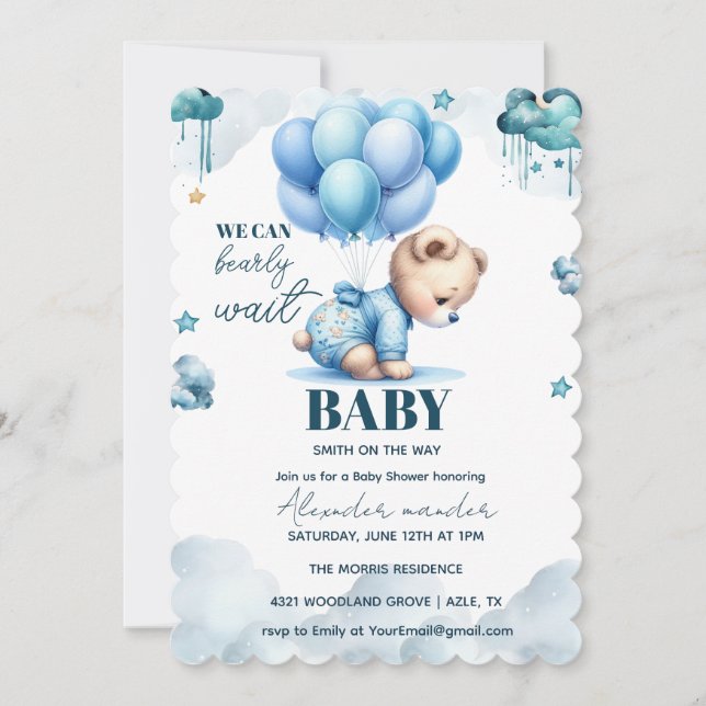 Bear Baby Shower,cute Baby Shower Invitation (Front)