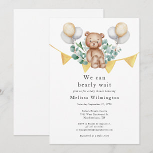 Bear Baby Shower Eucalyptus Woodland Animal Invitation