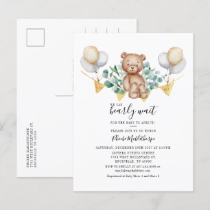 Bear Baby Shower Eucalyptus Woodland Animal Invitation Postcard