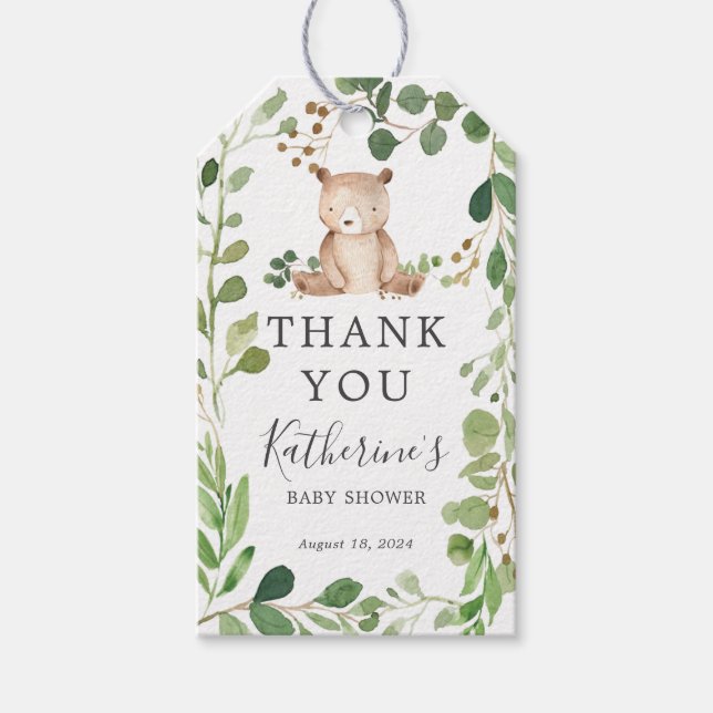Bear Baby Shower Favour Tag (Front)