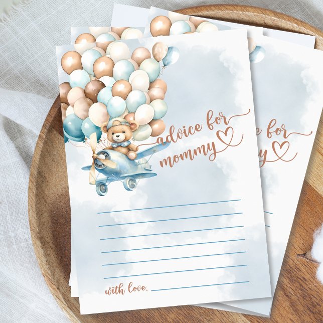 Bear Baby Shower Game Advice For Mummy RSVP Card (We can bearly wait baby shower game, advice for mommy card, boy baby shower, cute teddy bear)