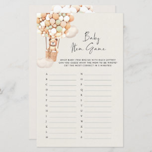Bear Baby Shower Game - Baby Item Game