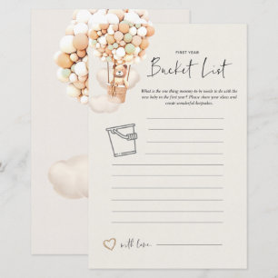 Bear Baby Shower Game - Bucket List