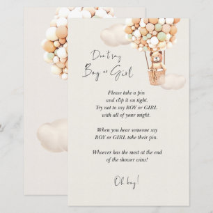 Bear Baby Shower Game - Don't Say Boy Or Girl