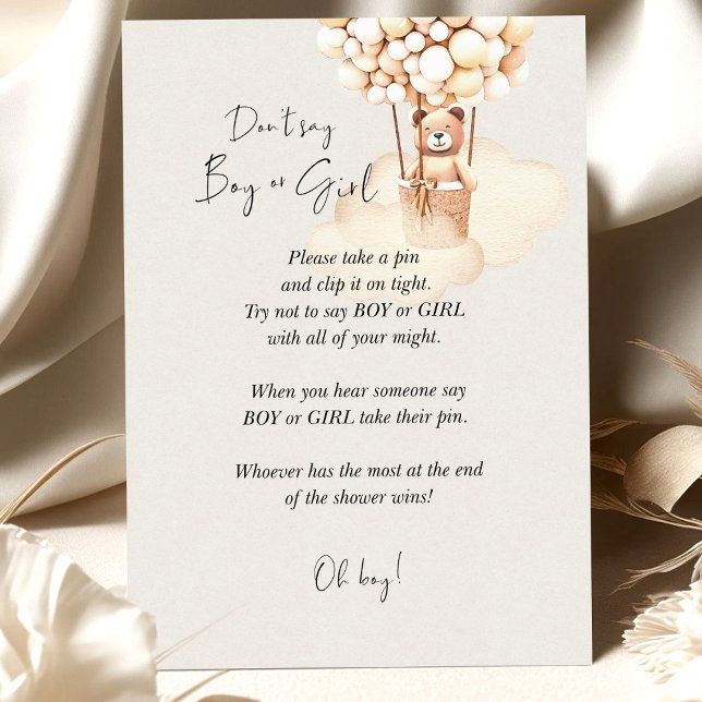 Bear Baby Shower Game Don't Say Boy or Girl (Creator Uploaded)