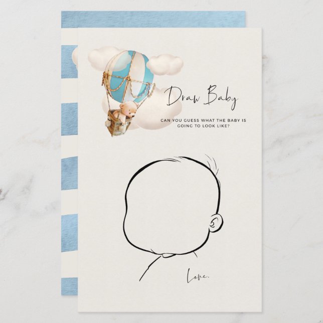 Bear Baby Shower Game - Draw Baby (Front/Back)