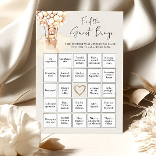 Bear Baby Shower Game Find The Guest BINGO