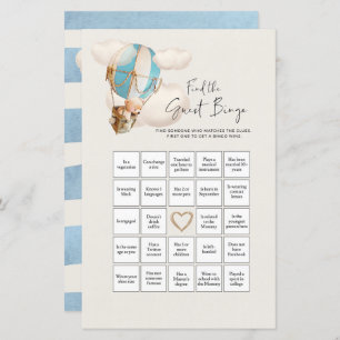Bear Baby Shower Game - Find The Guest Bingo