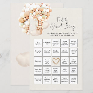 Bear Baby Shower Game - Find The Guest Bingo