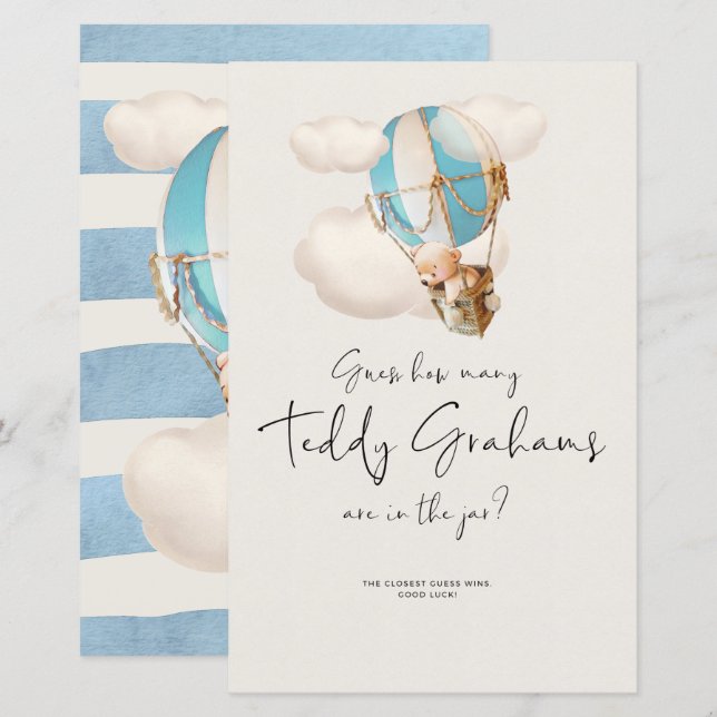 Bear Baby Shower Game - How Many Teddy Grahams? (Front/Back)