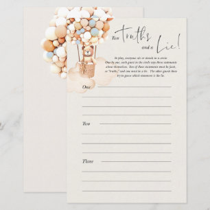 Bear Baby Shower Game - Two Truths And A Lie!