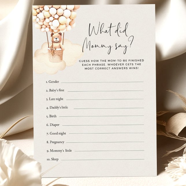 Bear Baby Shower Game What Did Mommy Say (Creator Uploaded)