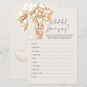Bear Baby Shower Game - What Did Mummy Say?