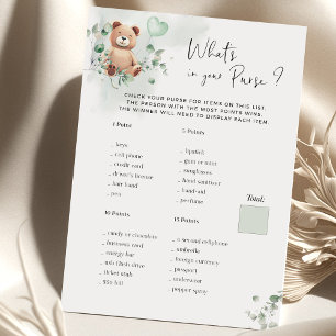 Bear Baby Shower Game - What's In Your Purse