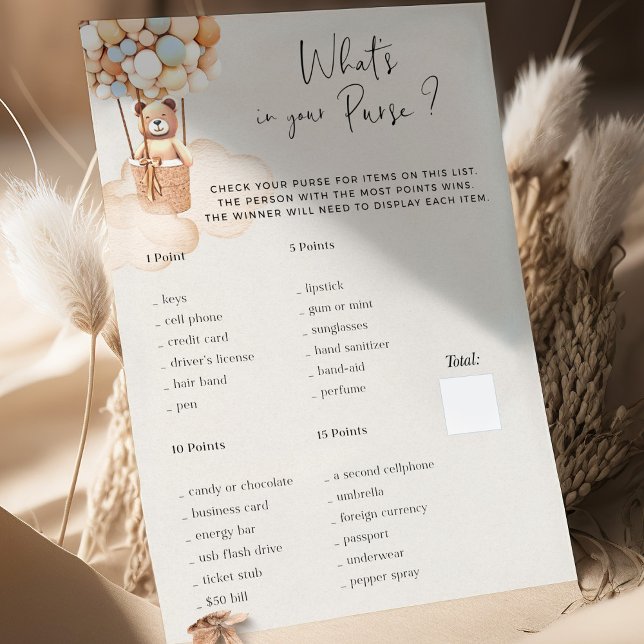 Bear Baby Shower Game Whats In Your Purse? (Creator Uploaded)