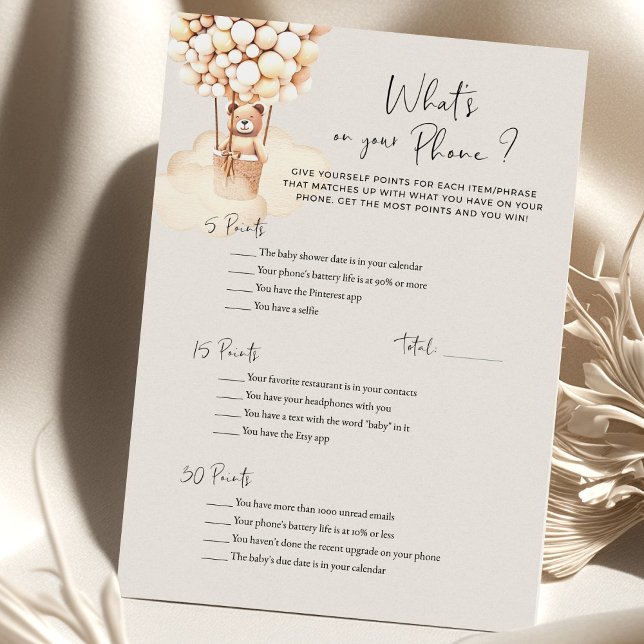 Bear Baby Shower Game What's On Your Phone (Creator Uploaded)