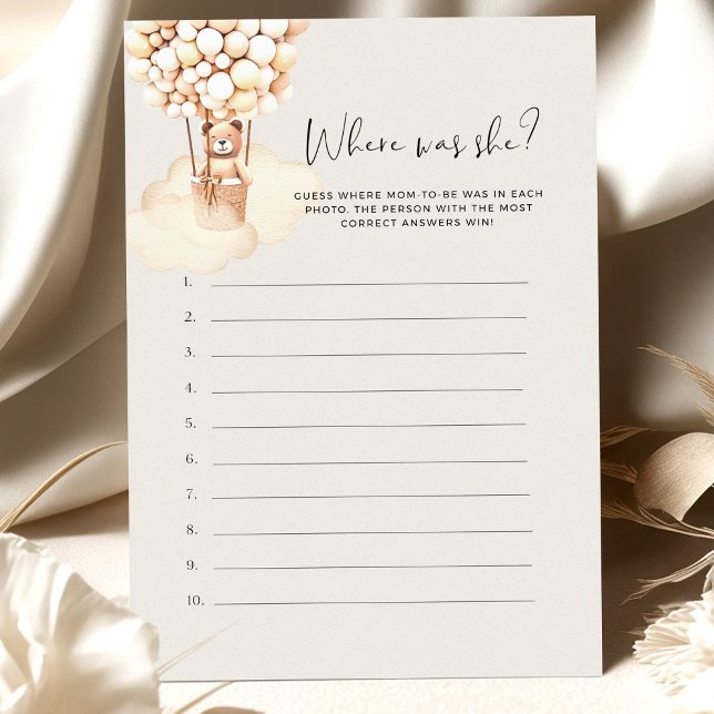 Bear Baby Shower Game Where Was She? (Creator Uploaded)