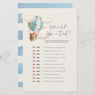 Bear Baby Shower Game - Who Said it? Mum Or Dad?