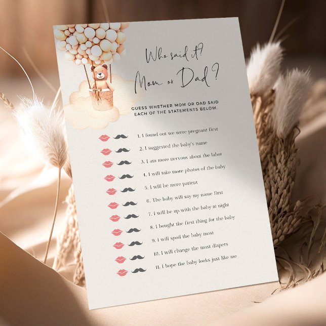 Bear Baby Shower Game Who Said It Mum or Dad (Creator Uploaded)