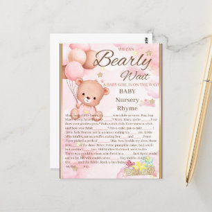 Bear Baby Shower Girl Game Postcard