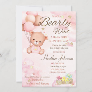Bear Baby Shower Girl Invitation