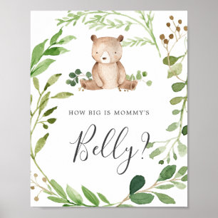 Bear Baby Shower Guess How Big is Mummy's Belly Poster