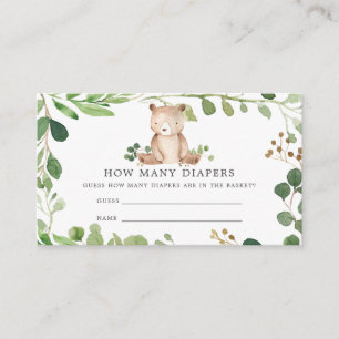 Bear Baby Shower Guess How Many Diapers Enclosure Card