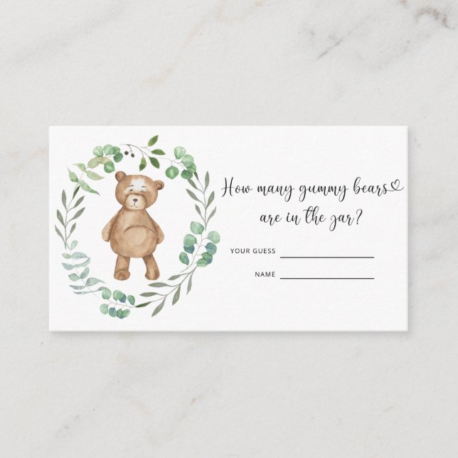 Bear baby shower guess how many gummy bears enclosure card (Front)