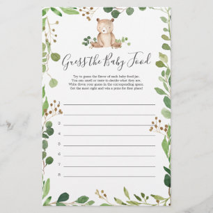 Bear Baby Shower Guess The Baby Food