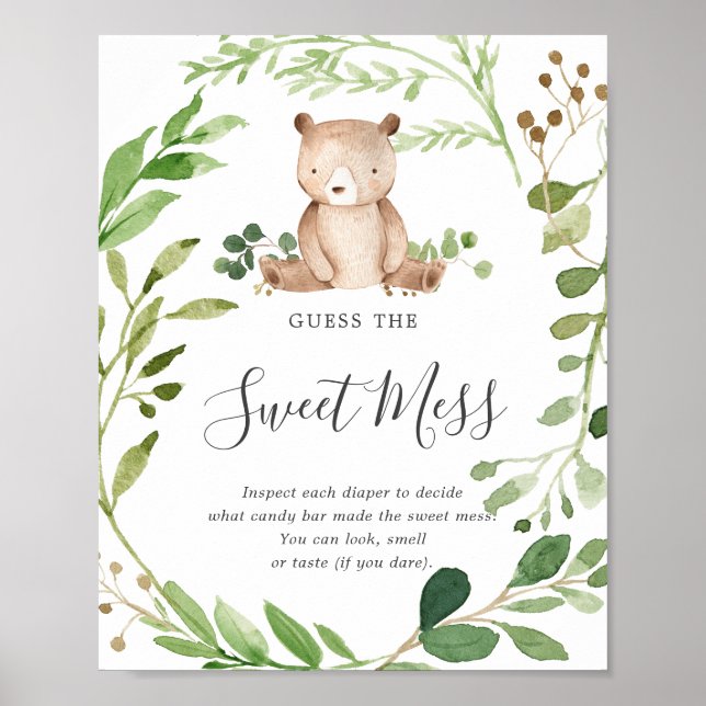 Bear Baby Shower Guess The Sweet Mess Poster (Front)