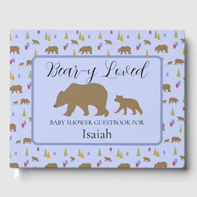 Bear Baby Shower Guestbook for Baby Boys (Front)