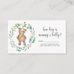 Bear baby shower how big is mummy's belly  enclosure card