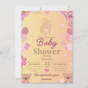 Bear Baby shower invitation 