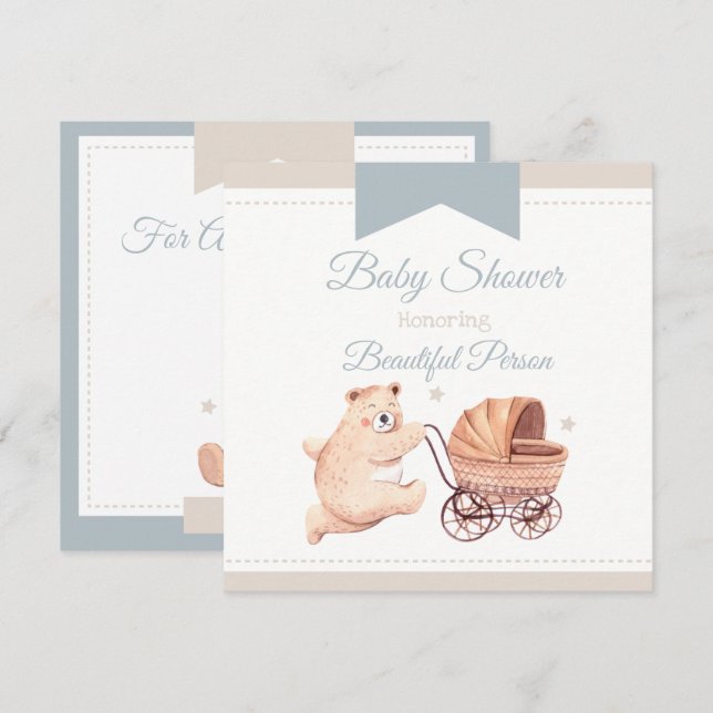 Bear Baby Shower Invitation (Front/Back)
