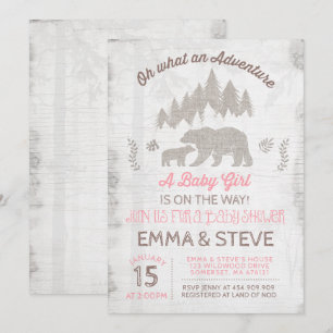 Bear Baby Shower Invitation Girl Adventure Shower