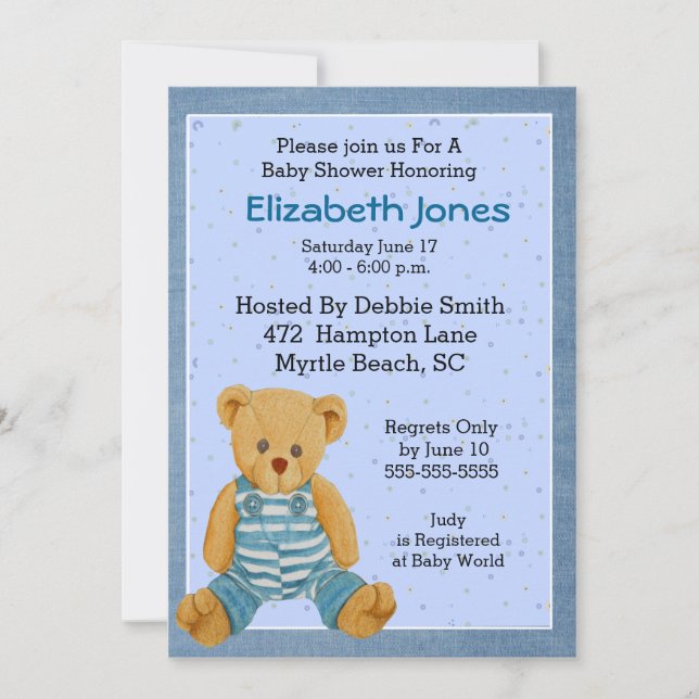 Bear Baby Shower  Invitations (Front)