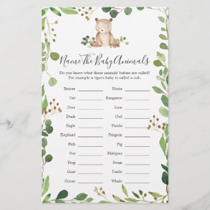 Bear Baby Shower Name The Baby Animals
