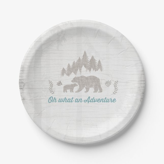 Bear Baby Shower Paper Plate Boy Adventure Shower (Front)
