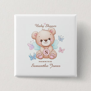 Bear Baby Shower Personalised 15 Cm Square Badge