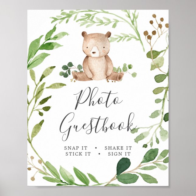 Bear Baby Shower Photo Guestbook Sign (Front)