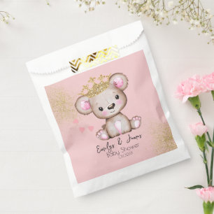 Bear Baby Shower Princess Sparkly Pink Favour Bags