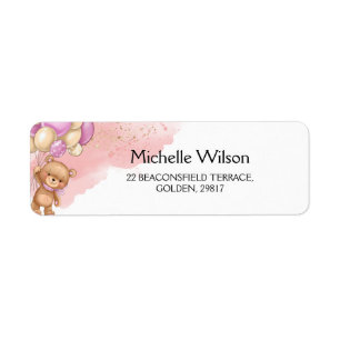 Bear Baby Shower Return Address Label
