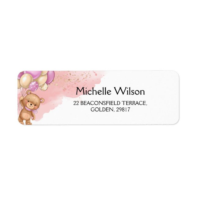 Bear Baby Shower Return Address Label (Front)