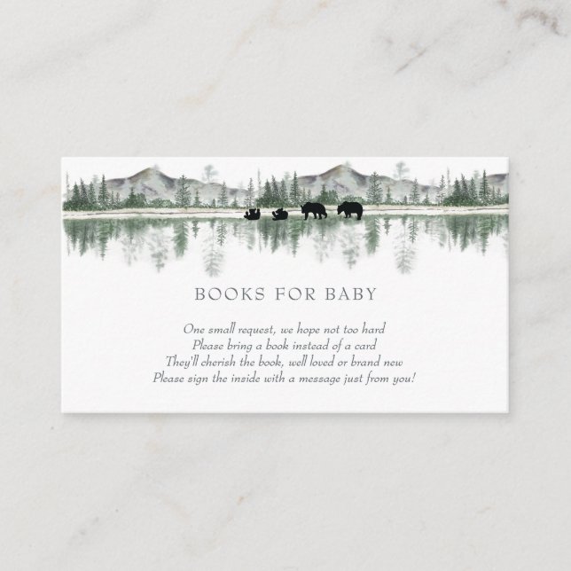 Bear Baby Shower | Rustic Mountains | Baby Books Enclosure Card (Front)