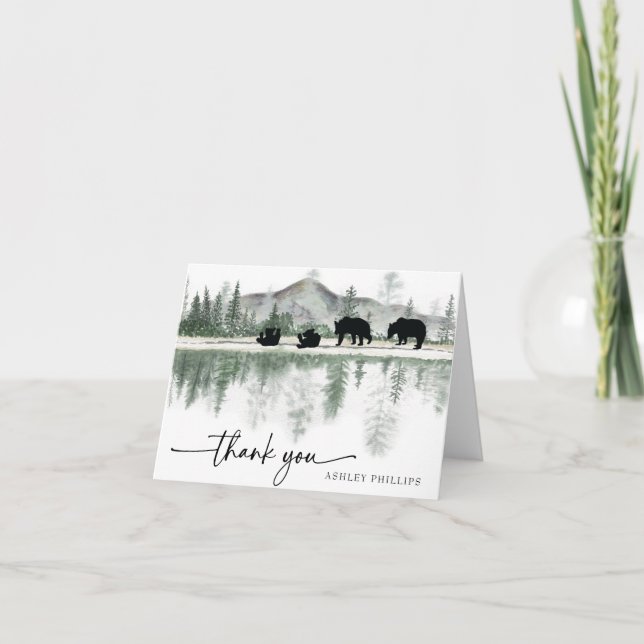 Bear Baby Shower | Rustic Mountains  Thank You Card (Front)