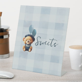 Bear Baby Shower Tabletop Pedestal Sign