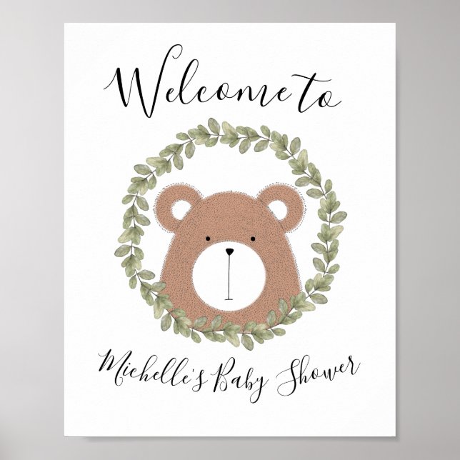 Bear Baby Shower Welcome Sign (Front)