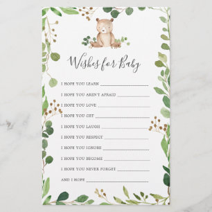 Bear Baby Shower Wishes For Baby