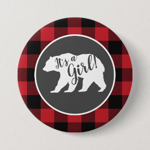 Bear Baby Shower Woodland Lodge 7.5 Cm Round Badge