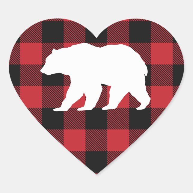 Bear Baby Shower Woodland Lodge Heart Sticker (Front)